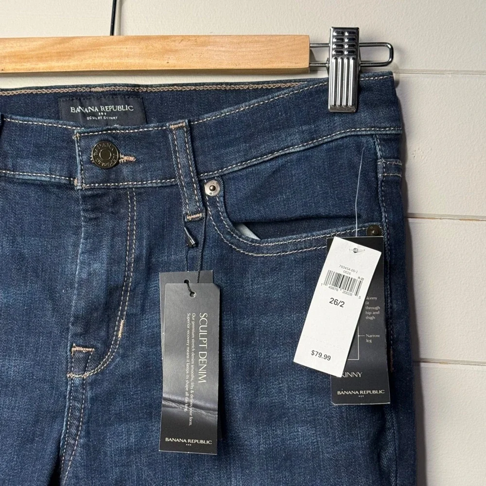 NEW! Banana Republic Sculpt Skinny‎ Jeans Womens 26/2 Dark Wash Mid Rise